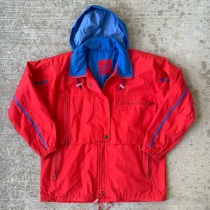 London Fog Vintage Red and Blue Rain Coat